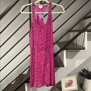 Parker 100% Silk Sequin Beaded Dress‎ Size Medium Casual Cocktail Aztec Mini